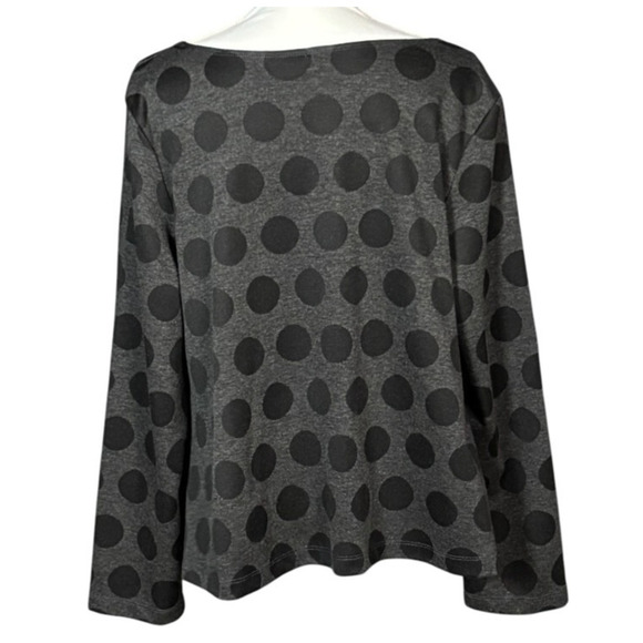Bryn Walker Knit Top Size Medium Gray Black Dot Abstract Artsy Lagenlook Boxy - Picture 2 of 9